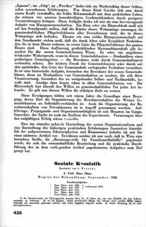Soziale Kasuistik (2.Fall: Hans Däne)