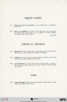 Sièges et meubles (Nr. 163-165)