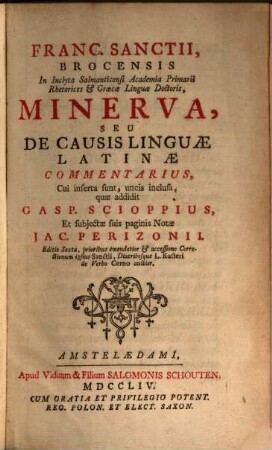 Minerva, sive de causis latinae linguae commentarius