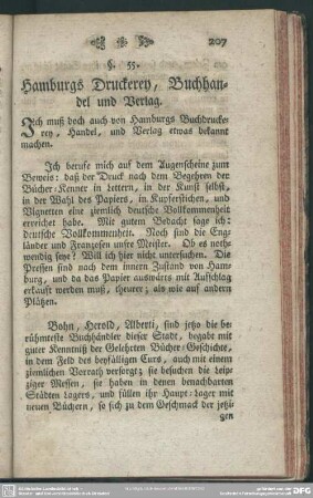 §. 55. Hamburgs Druckerey, Buchhandel und Verlag