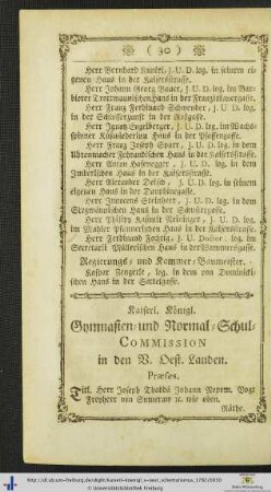 Kaiserl. Königl. Gymnasien- und Normal-Schul-Commission in den V. Oest. Landen.