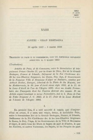 XXIII Algeri - Gran Bretagna 10 aprile 1682 - 5 marzo 1683