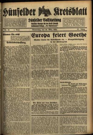 Erste Ausgabe vom Donnerstag, den 24. März 1932.