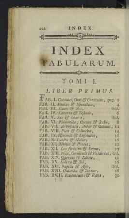 Index fabularum.