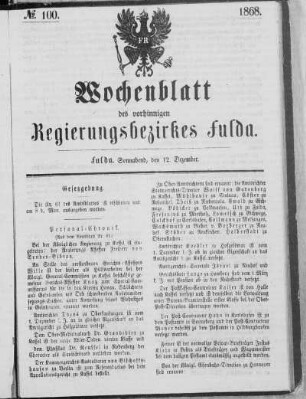 No. 100., Ausgabe vom 12. Dezember 1868
