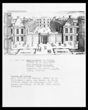 Ansicht der Banque de France (ehemals Hôtel de la Vrillière) in Paris