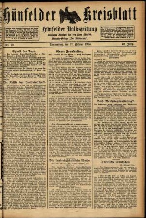 Ausgabe vom Donnerstag, den 21. Februar 1924.