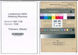 Entnazifizierung Wilhelm Thiemann , geb. 11.10.1895 (Polizist)