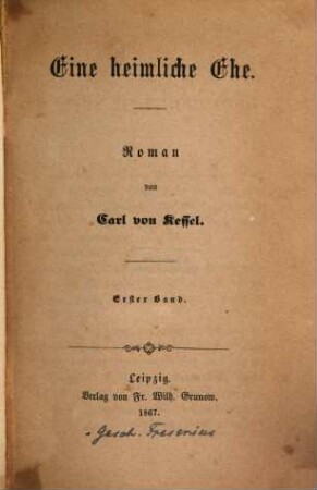 Eine heimliche Ehe : Roman, 1