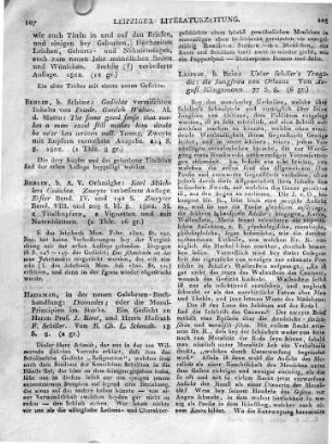 Leipzig, b. Bein: Ueber Schillers Tragödie: die Jungfrau von Orleans. Von August Klingemann. 77 S. [1802]. 8.
