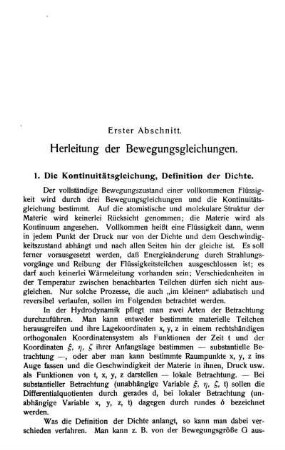 Erster Abschnitt - I. Herleitung der Bewegungsgleichungen.