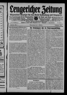 Lengericher Zeitung : allgemeiner Anzeiger für den Kreis Tecklenburg und Umgegend : Amtsblatt für die Aemter Lengerich und Lienen in Westfalen : Haupt-Anzeigenblatt für Stadt und Land : Organ des Landratsamtes und Amtsgericht in Tecklenburg : unabhängige Tageszeitung für die Orte Lengerich, Hohne, Tecklenburg, Ladbergen, Lienen, Kattenvenne, Natrup-Hagen, Brochterbeck, Westerkappeln, Leeden und Ledde