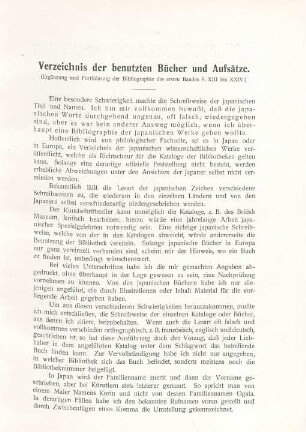 Verzeichnis der benutzten Bücher und Aufsätze