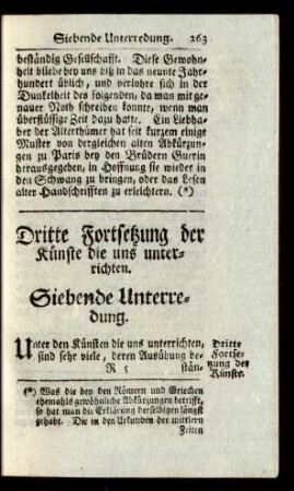 Dritte Fortsetzung der Künste die uns unterrichten. Siebende Unterredung