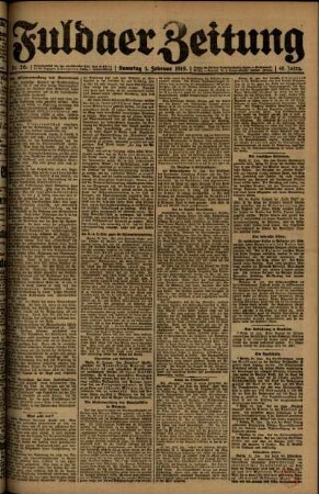 Ausgabe vom Samstag, den 01. Februar 1919.