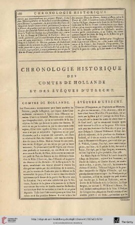 Chronologie historique des comtes de Hollande et des évêques d’Utrecht