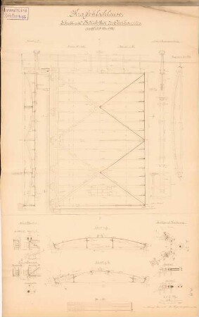 Kraffohl-Schleuse, Elbing Umbau: Schutz- und Betriebstor des Oberhauptes: Ansicht, Schnitte, Details 1:20