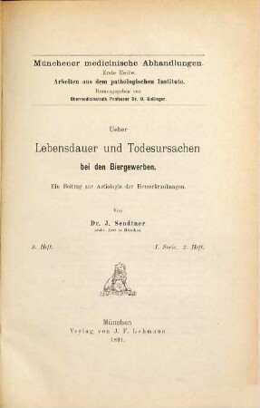 Ueber Lebensdauer und Todesursachen bei den Biergewerben