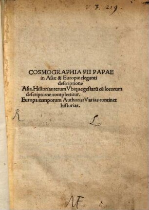 Cosmographia, seu Asiae Europaeque descriptio