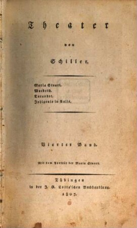 Theater, 4. Maria Stuart. Macbeth. Turandot. Iphigenie in Aulis