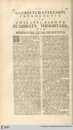 Sigeberti Havercampi introductio & commentarius in Philippi Parutae numismata Thermitana […]