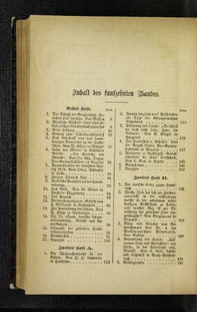 Inhalt des fünfzehnten Bandes