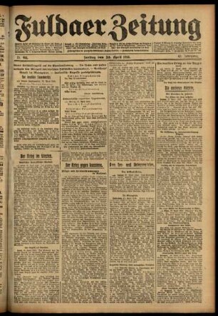 Ausgabe vom Freitag, den 28. April 1916.