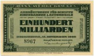Geldschein / Notgeld, 100 Milliarden Mark, 15.11.1923