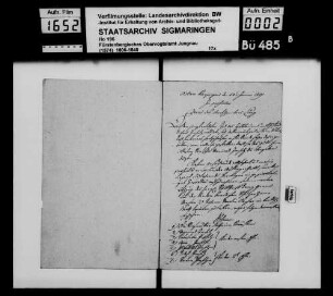 Inventar über das Vermögen des verstorbenen Schusters Michael Imholz in Storzingen und Gutsübergabe an seine Kinder
