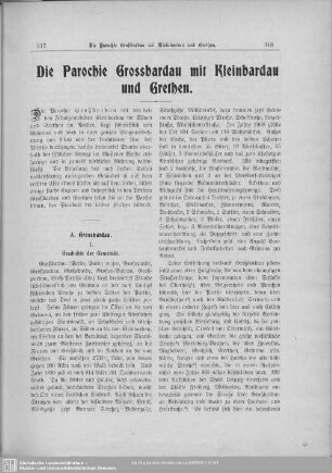 Die Parochie Grossbardau mit Kleinbardau und Grethen