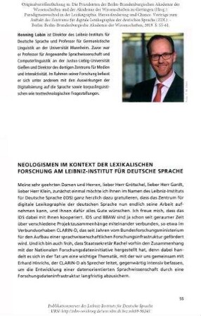 Neologismen im Kontext der lexikalischen Forschung am Leibniz-Institut für Deutsche Sprache