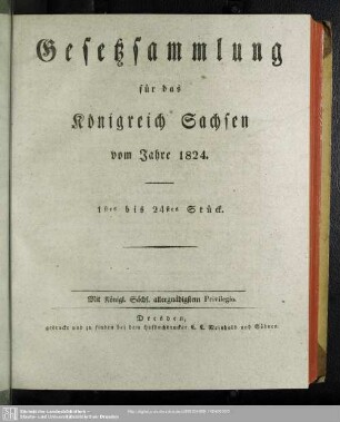 1824: Gesetzsammlung für das Königreich Sachsen