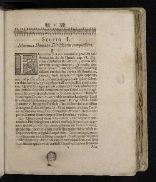 Sectio I. Machinæ Humanæ Divisionem complectens.