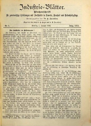 Industrie-Blätter : Wochenschrift für gemeinnützige Erfindungen u. Fortschritte in Gewerbe, Haushalt u. Gesundheitspflege. 30. 1893