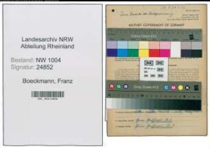Entnazifizierung Franz Boeckmann , geb. 22.12.1897 (Streckenarbeiter)