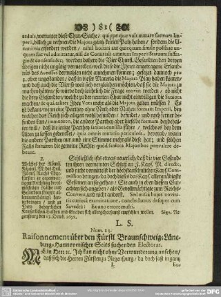 Num. 23. Reisonnement über den Fürstl. Braunschweig-Lüneburg-Hannoverische Seits suchenden Electorat