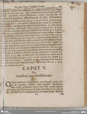 Caput V. De Amissione Iuris Subselliorum