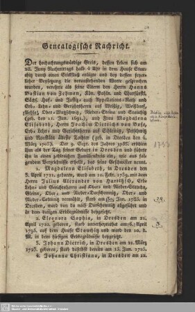 Genealogische Nachricht