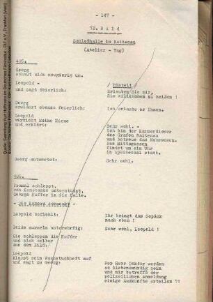 Arbeitsdrehbuch von Kurt Hoffmann (Auszug), mit handschriftlichen Anmerkungen