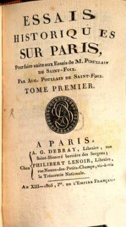 Éssais historiques sur Paris, 1