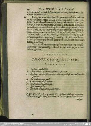 Titulus XXX. De Officio Quaestoris