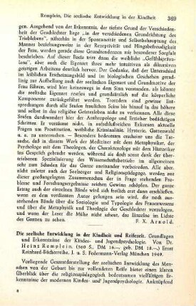 369-370 [Rezension] Remplein, Heinz, Die seelische Entwicklung in der Kindheit und Reifezeit