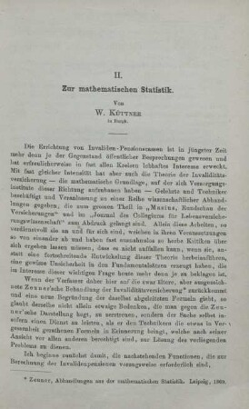 II. Zur mathematischen Statistik.