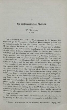 II. Zur mathematischen Statistik.