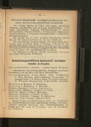 Dampfschleppschifffahrts-Gesellschaft vereinigter Schiffer in Dresden.