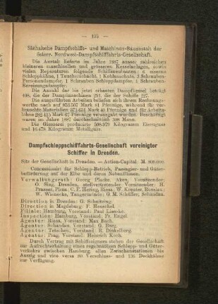 Dampfschleppschifffahrts-Gesellschaft vereinigter Schiffer in Dresden.