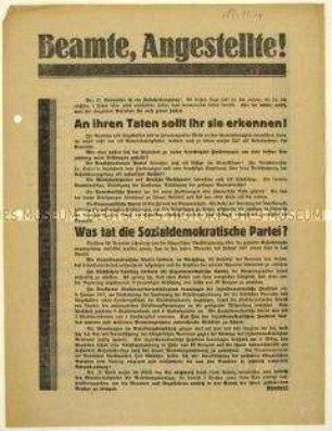 Aufruf der SPD an Beamte und Angestellte zur Dresdener Stadtverordnetenwahl 1929