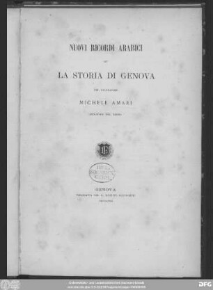 Nuovi ricordi arabici su la storia di Genova
