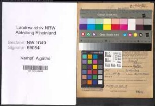 Entnazifizierung Agathe Kempf , geb. 02.02.1918 (Sekretaerin)