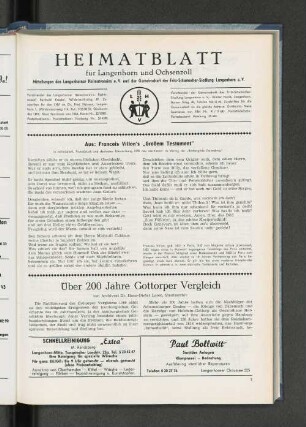 Aus: Francois Villon's "Großem Testament"